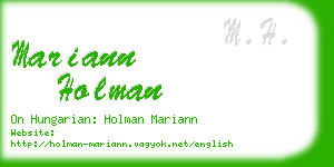 mariann holman business card